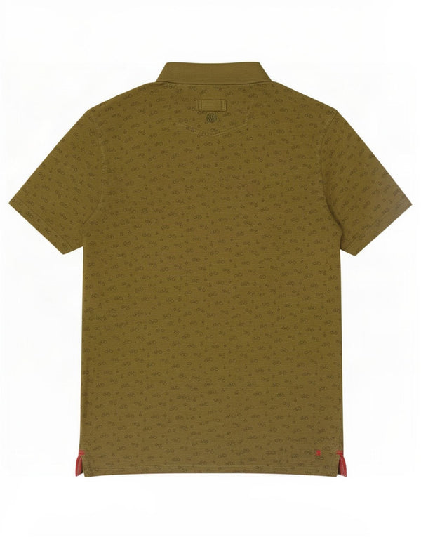 Fat Face Mens Abstract Pattern Polo Shirt Medium Khaki Cotton