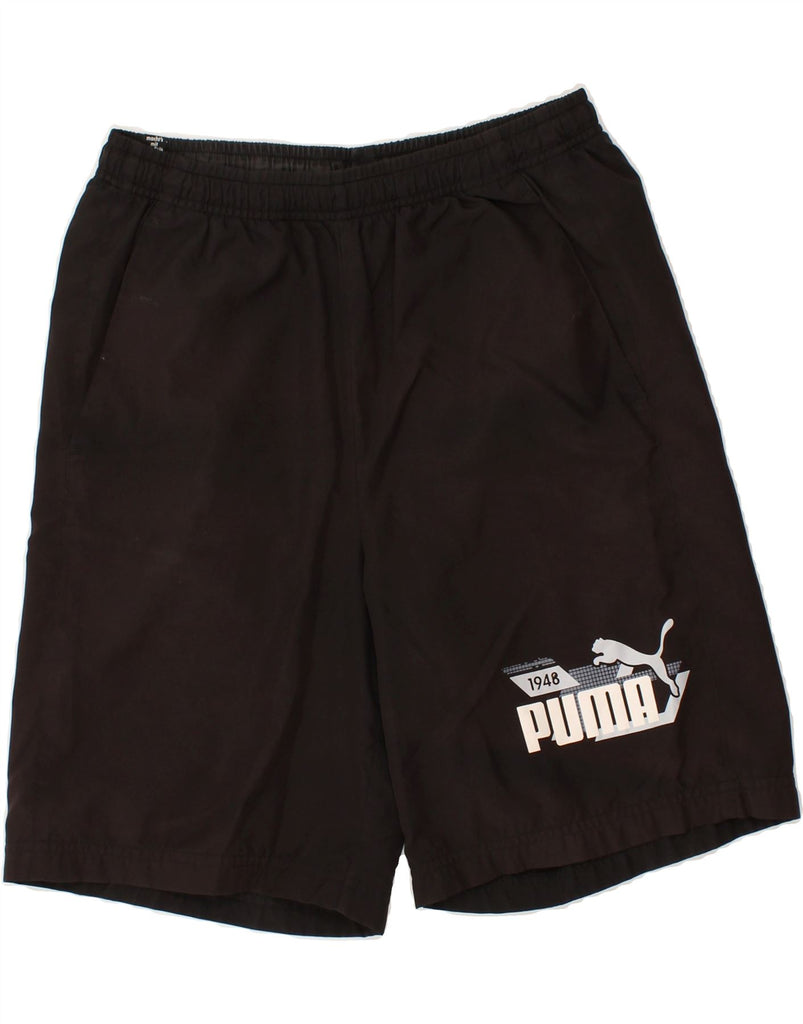 PUMA Mens Graphic Sport Shorts Medium Black Polyester | Vintage Puma | Thrift | Second-Hand Puma | Used Clothing | Messina Hembry 