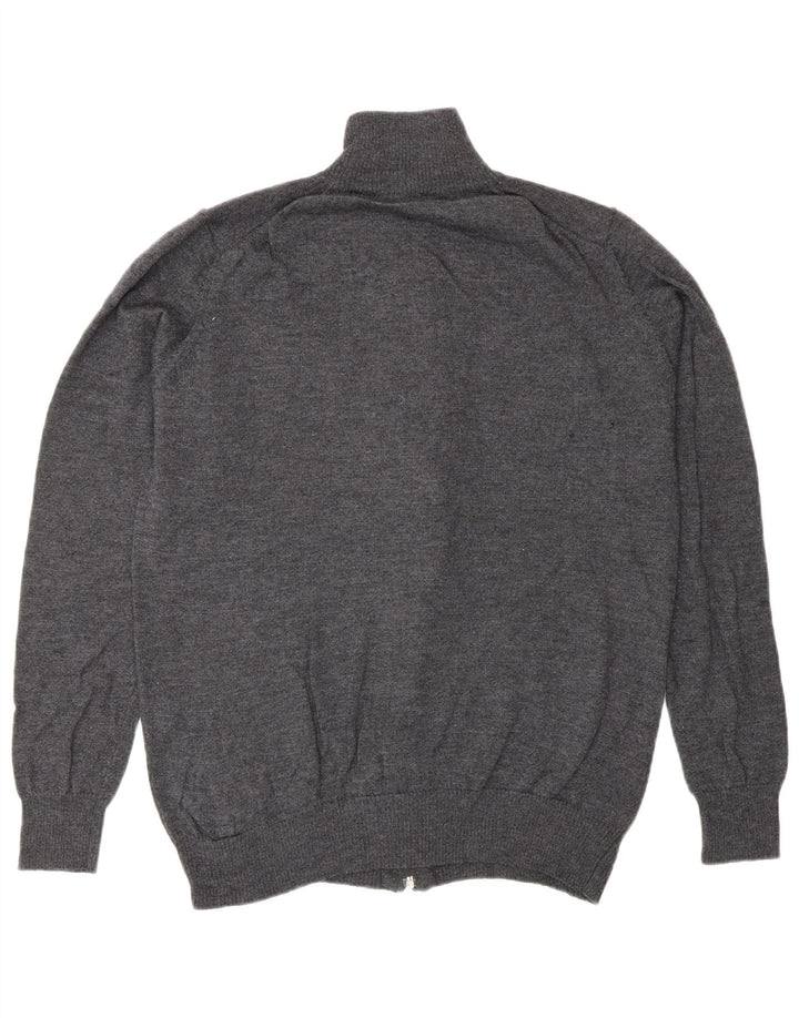 Zara Mens Cardigan Sweater XL Grey Wool