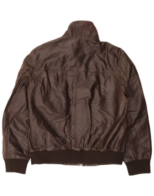 Dockers Mens Leather Jacket UK 40 Large Brown