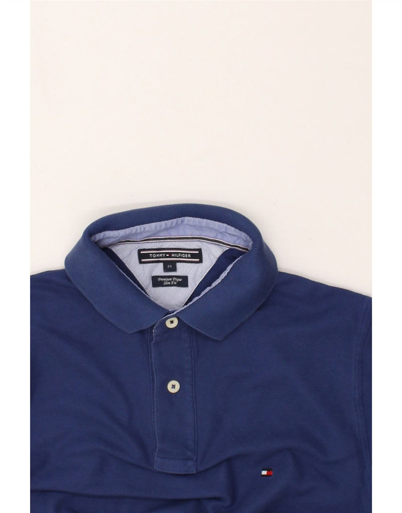 TOMMY HILFIGER Mens Slim Fit Polo Shirt Medium Navy Blue Cotton | Vintage Tommy Hilfiger | Thrift | Second-Hand Tommy Hilfiger | Used Clothing | Messina Hembry 