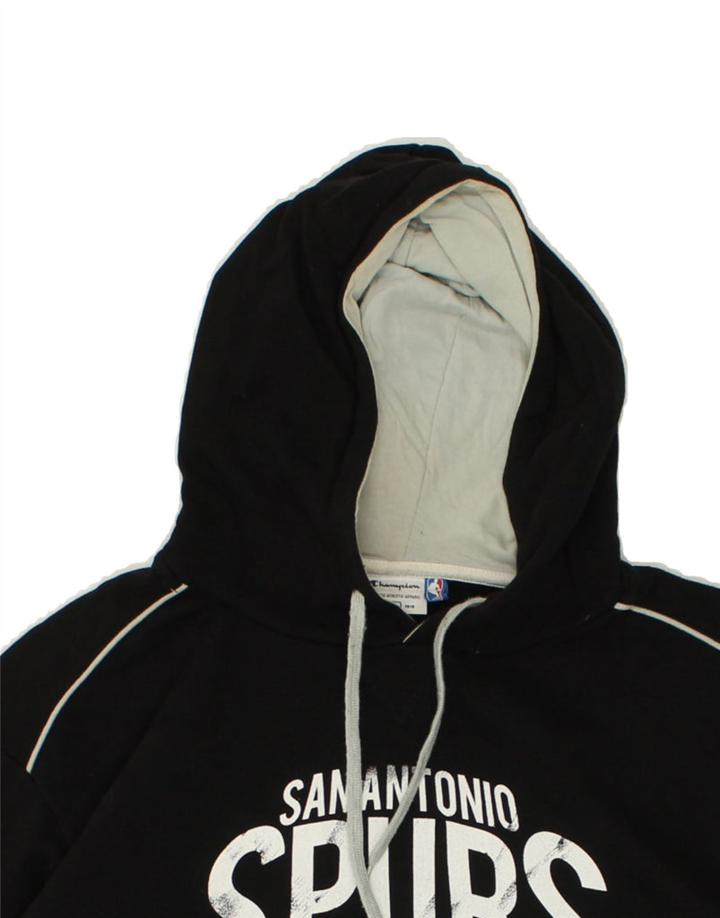 CHAMPION Mens San Antonio Spurs Graphic Hoodie Jumper XL Black Cotton | Vintage Champion | Thrift | Second-Hand Champion | Used Clothing | Messina Hembry 