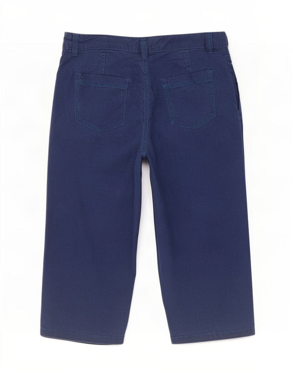 Marks & Spencer Womens Bermuda Shorts UK 12 Medium W30 Navy Blue Linen