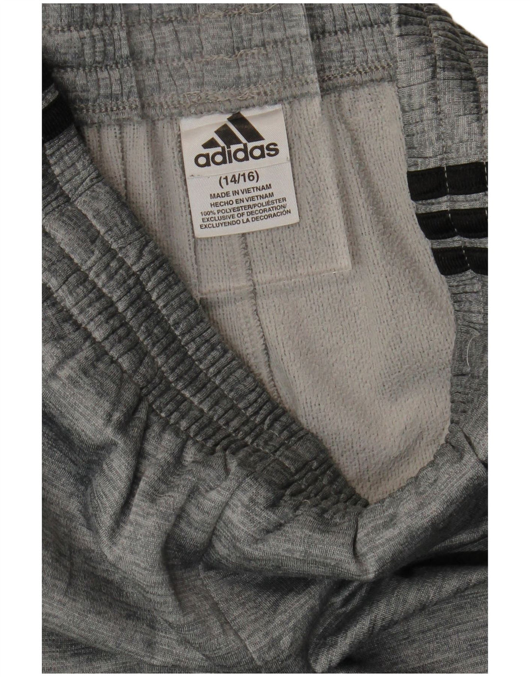 ADIDAS Boys Tracksuit Trousers 14-15 Years  Grey Flecked Polyester