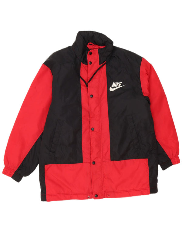 Nike Mens Hooded Loose Fit Windbreaker Jacket UK 36 Small Red Colourblock