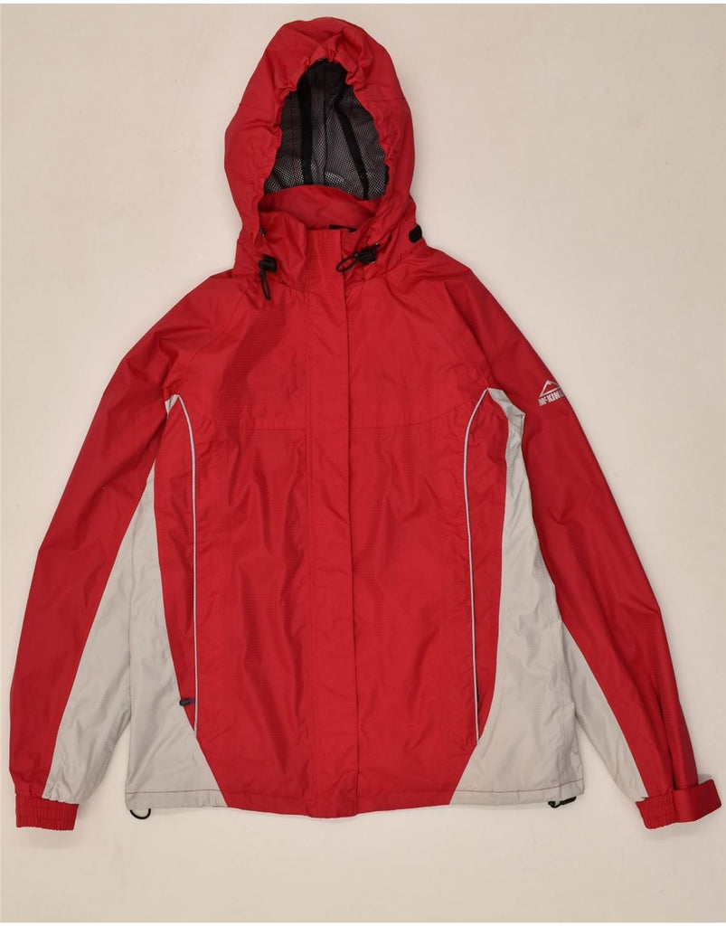 MCKINLEY Womens Hooded Rain Jacket UK 40 Large Red Colourblock Nylon | Vintage McKinley | Thrift | Second-Hand McKinley | Used Clothing | Messina Hembry 