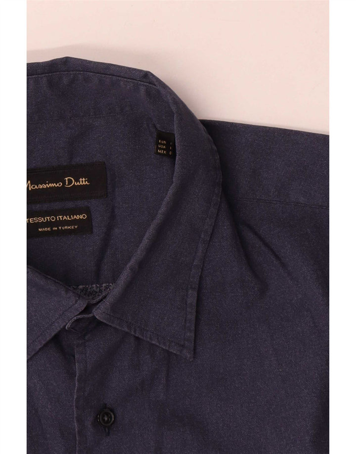 Massimo Dutti Mens Shirt Large Navy Blue