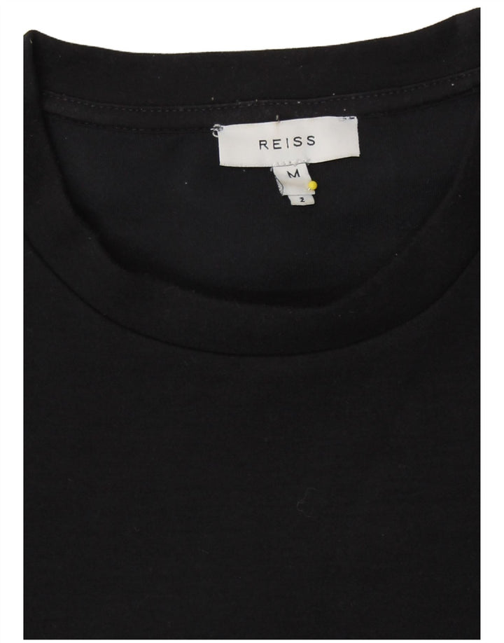 Reiss Womens T-Shirt Top UK 12 Medium Black Polyester