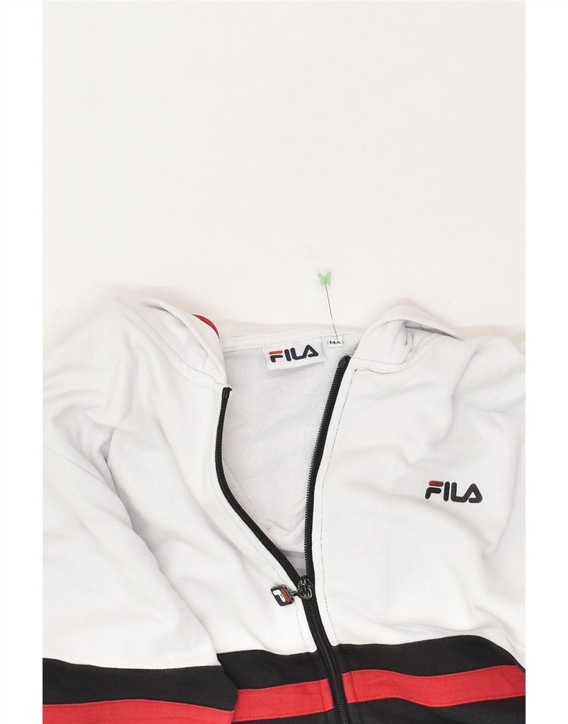 FILA Boys Zip Hoodie Sweater 13-14 Years White Colourblock | Vintage Fila | Thrift | Second-Hand Fila | Used Clothing | Messina Hembry 