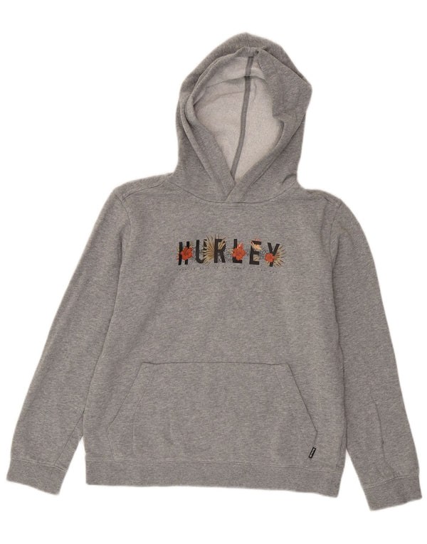 Hurley Womens Graphic Hoodie Jumper UK 14 Large Grey Cotton