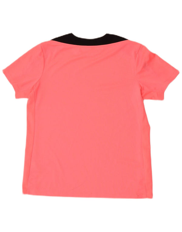 Nike Mens Dri Fit T-Shirt Top Large Pink Colourblock Polyester