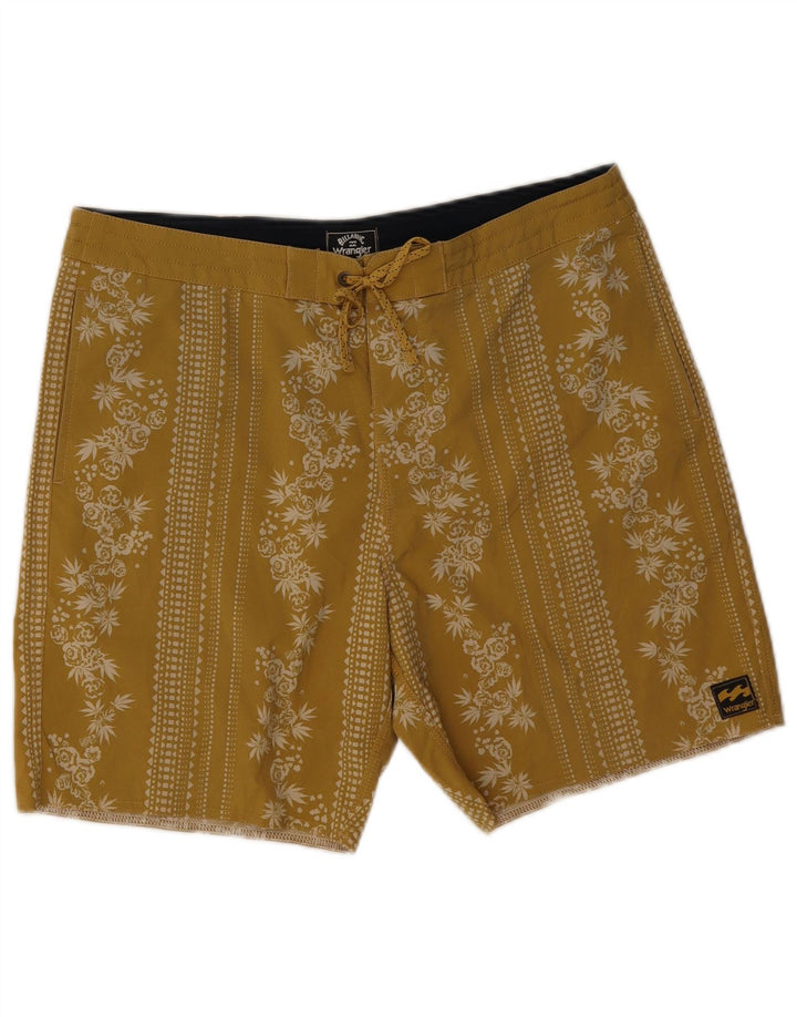 Wrangler Mens Swimming Shorts Medium Yellow Floral Polyester
