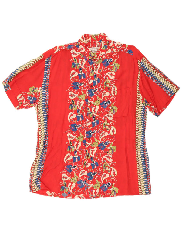 Ciao Mens Short Sleeve Shirt Large Red Paisley