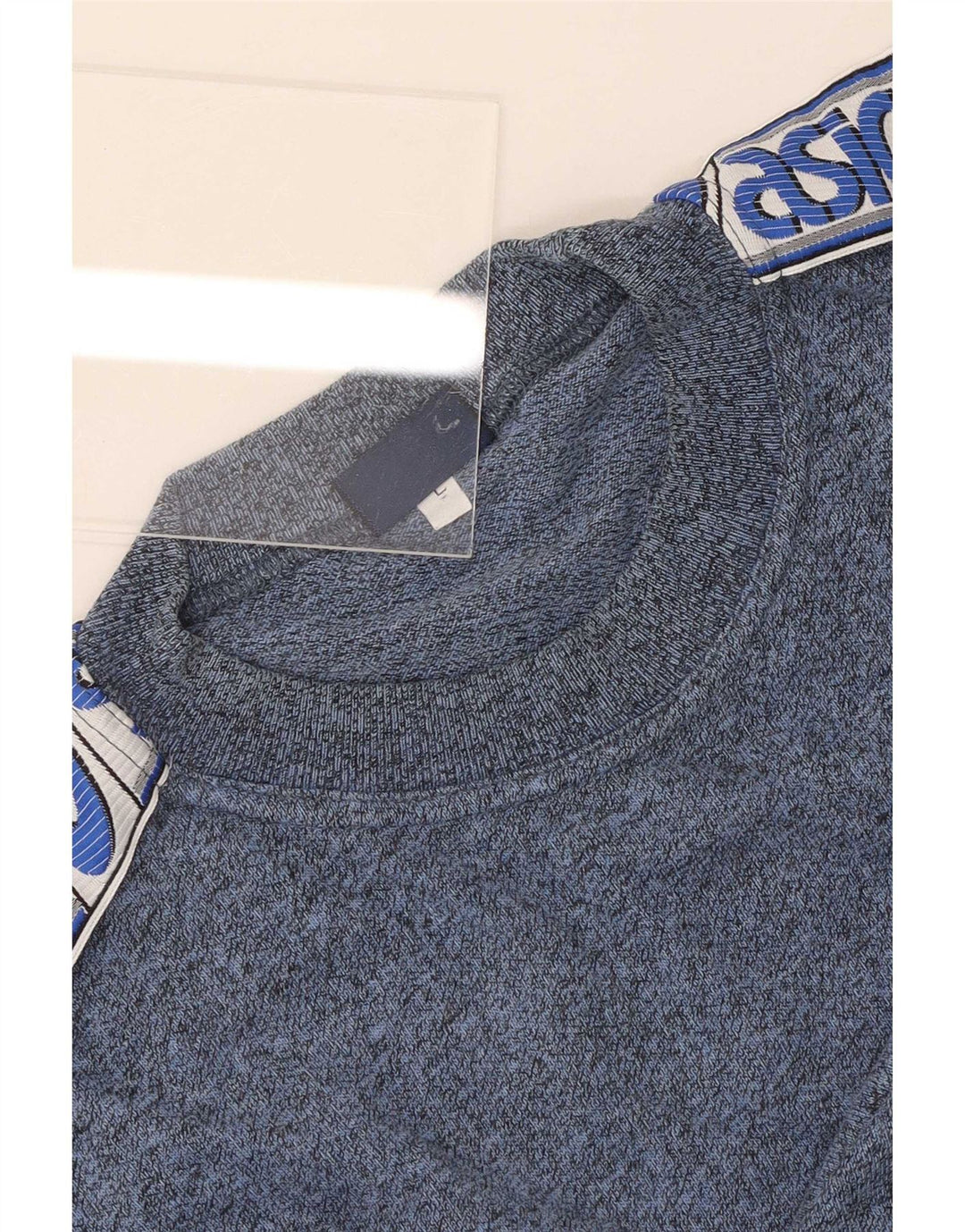 Asics Mens Regular Graphic T-Shirt Top Large Blue Colourblock