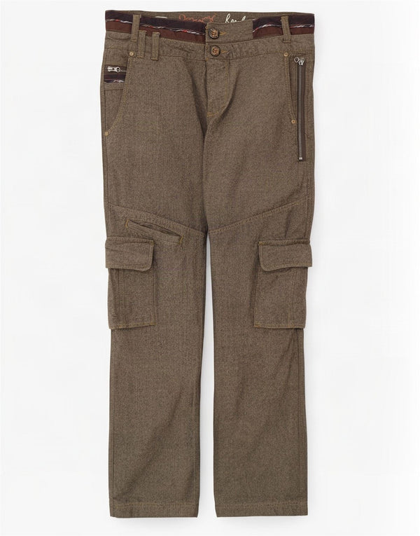Desigual Mens Straight Cargo Trousers W34 L33 Brown Cotton