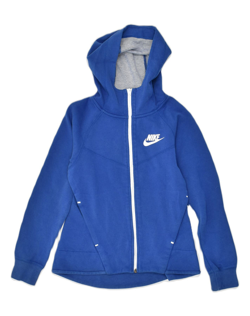 NIKE Womens Zip Hoodie Sweater UK 6 XS Blue Cotton | Vintage Nike | Thrift | Second-Hand Nike | Used Clothing | Messina Hembry 