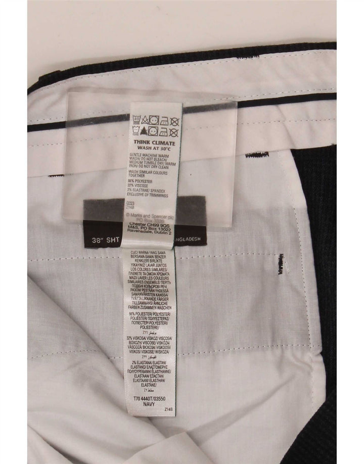 Marks & Spencer Mens Straight Casual Trousers W38 L29 Navy Blue Polyester