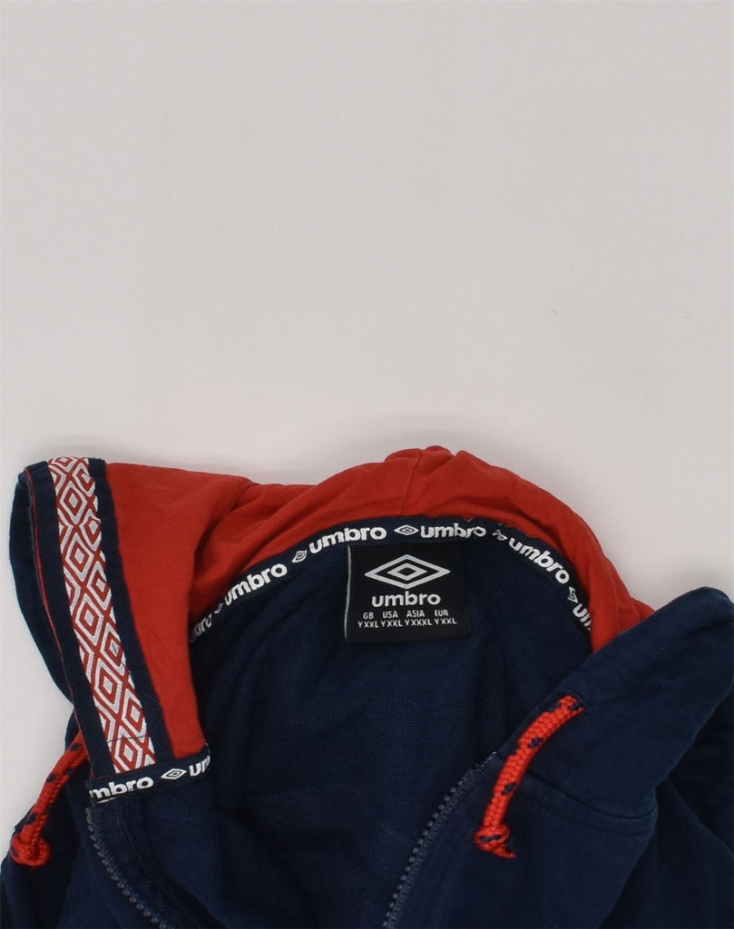 UMBRO Boys Graphic Zip Hoodie Sweater 15-16 Years 2XL Navy Blue Cotton | Vintage Umbro | Thrift | Second-Hand Umbro | Used Clothing | Messina Hembry 