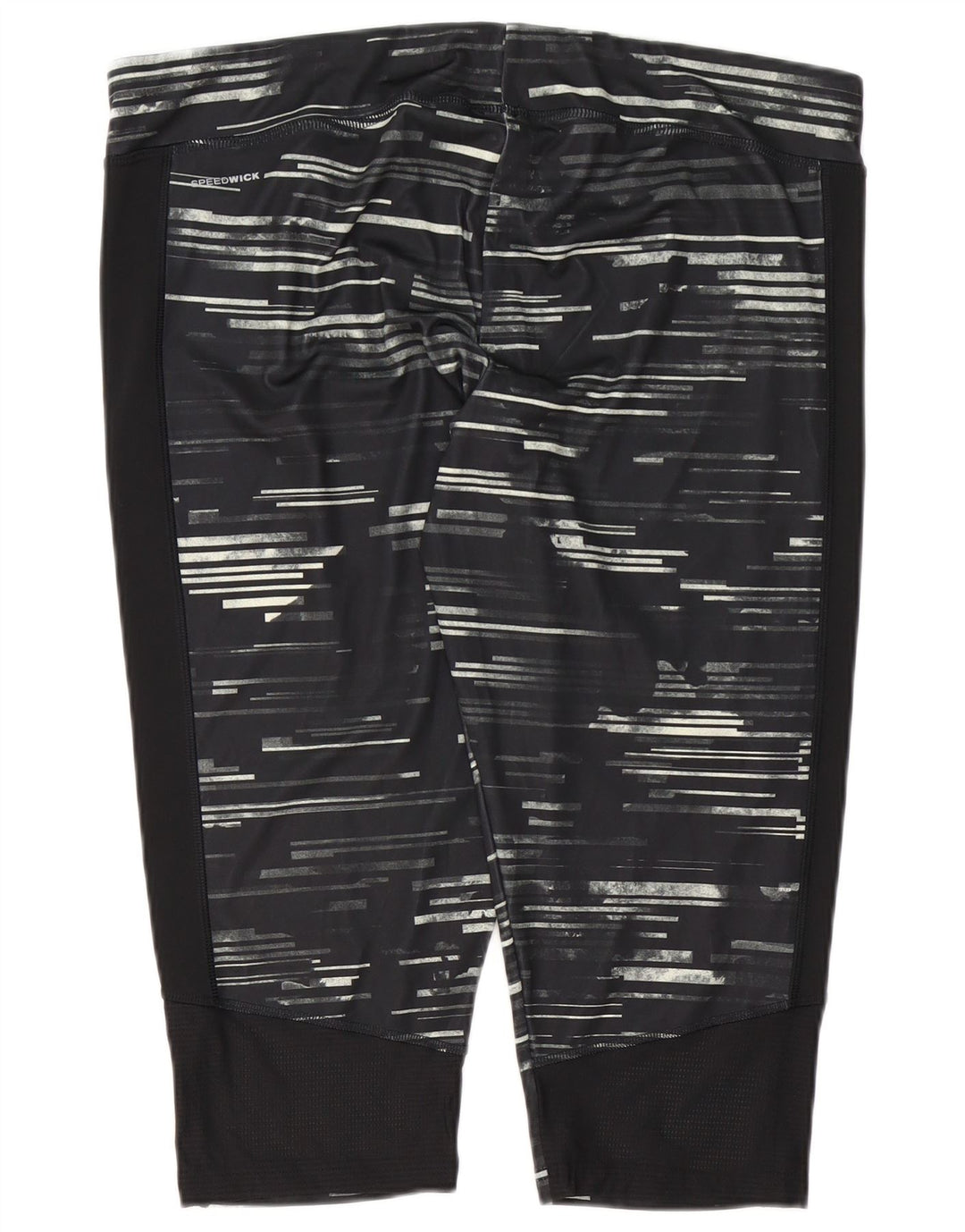 Reebok Womens Capri Leggings UK 24/26 2XL Black Striped Polyester