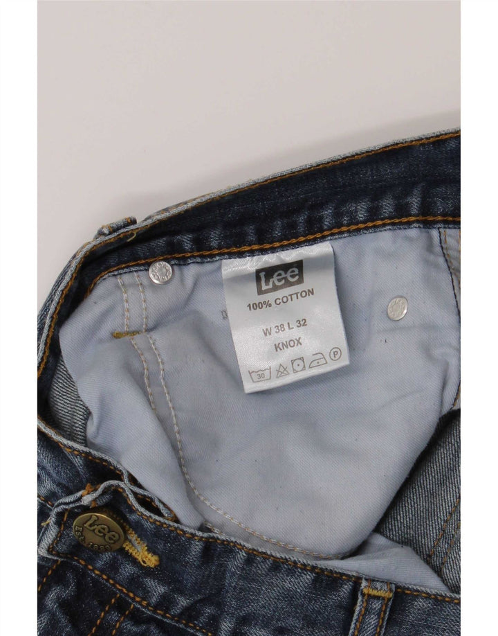 Lee Mens Knox Distressed Straight Jeans W38 L32 Blue Cotton