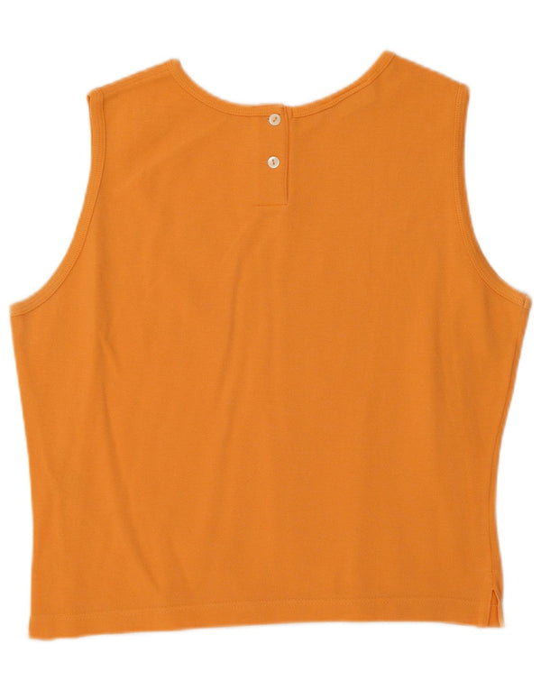 Lacoste Womens Crop Vest Top Size 46 XL Orange Cotton