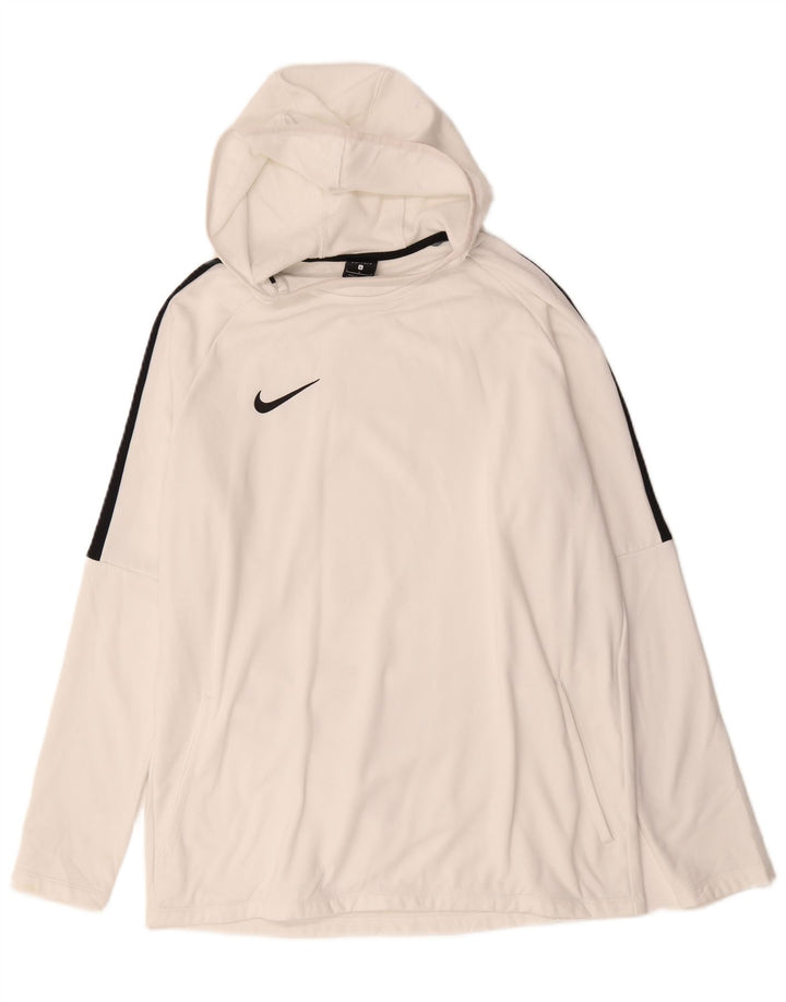 Nike Mens Dri Fit Hoodie Jumper Large White Colourblock Polyester