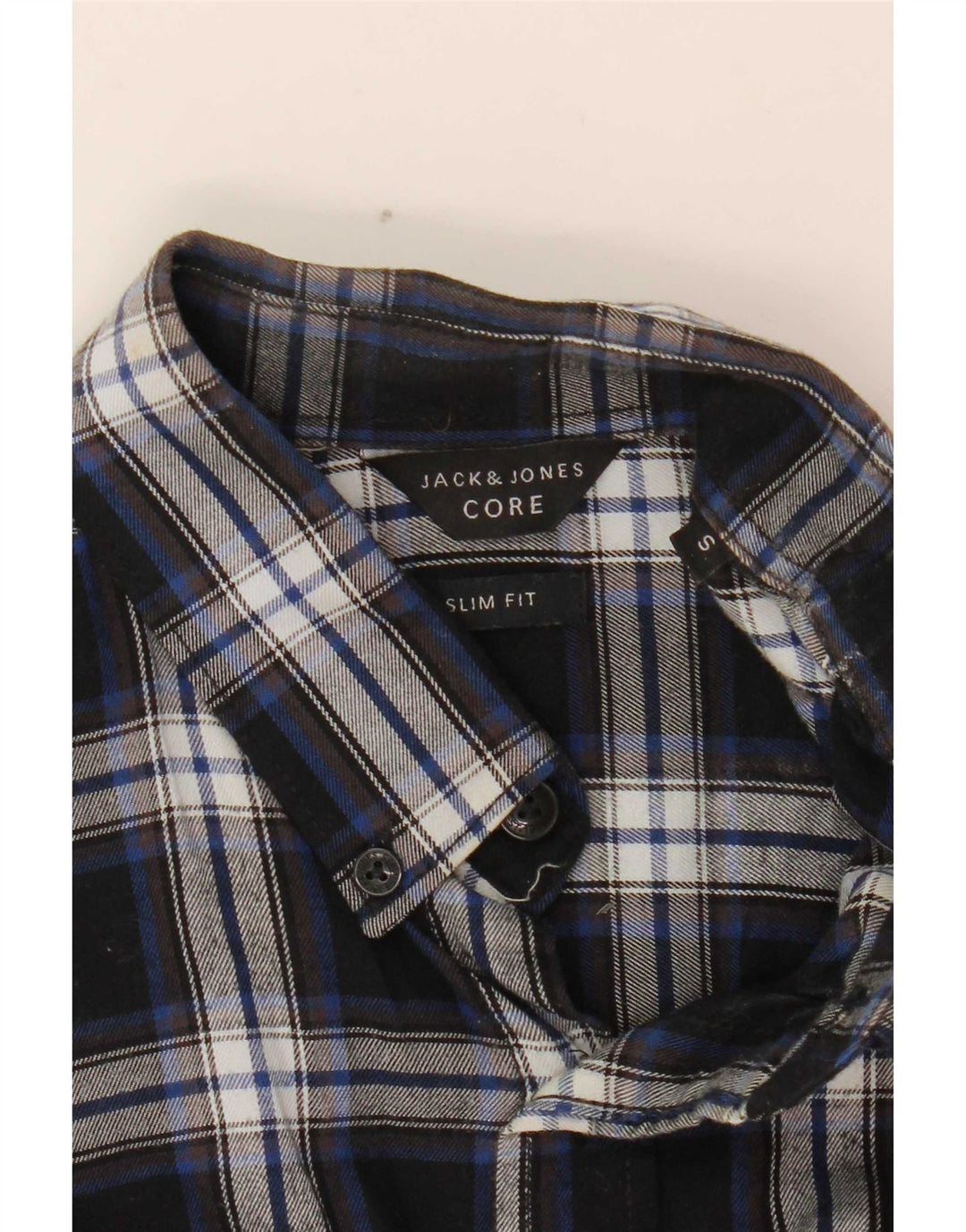 Jack & Jones Mens Slim Fit Flannel Shirt Small Blue Check
