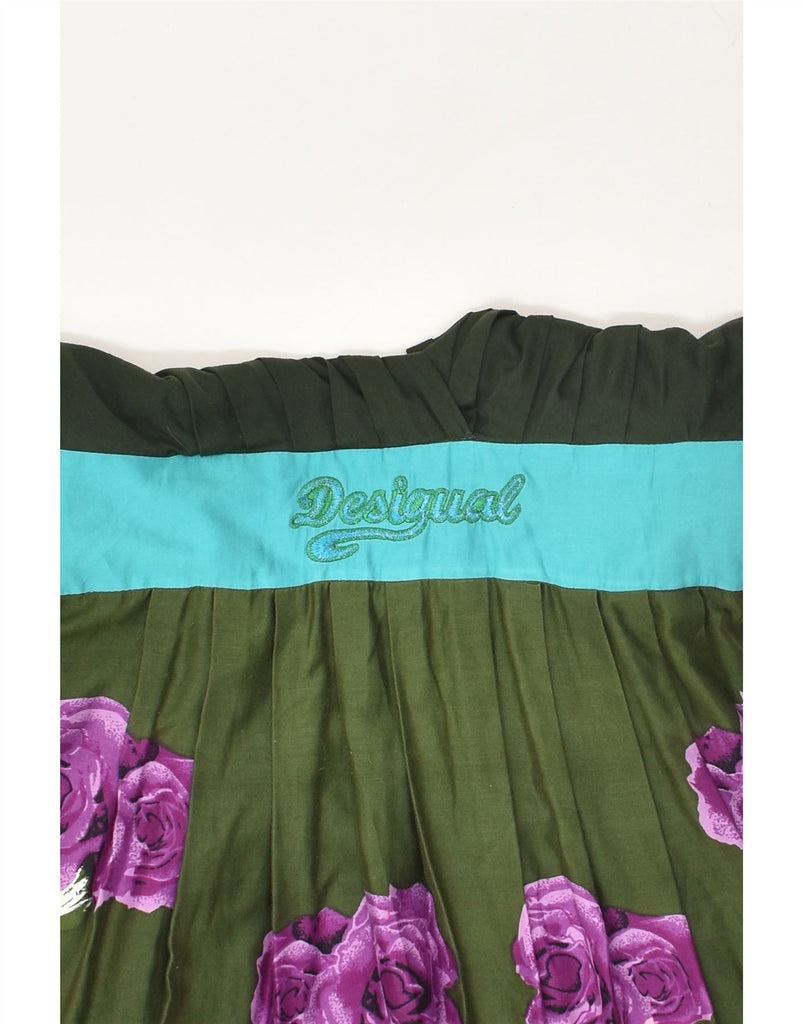 DESIGUAL Womens Sleeveless A-Line Dress UK 12 Medium Green Floral | Vintage Desigual | Thrift | Second-Hand Desigual | Used Clothing | Messina Hembry 