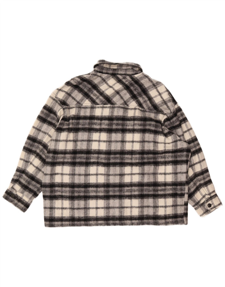 ZARA Womens Oversized Overshirt Flannel Shirt UK 16 Large Black Plaid