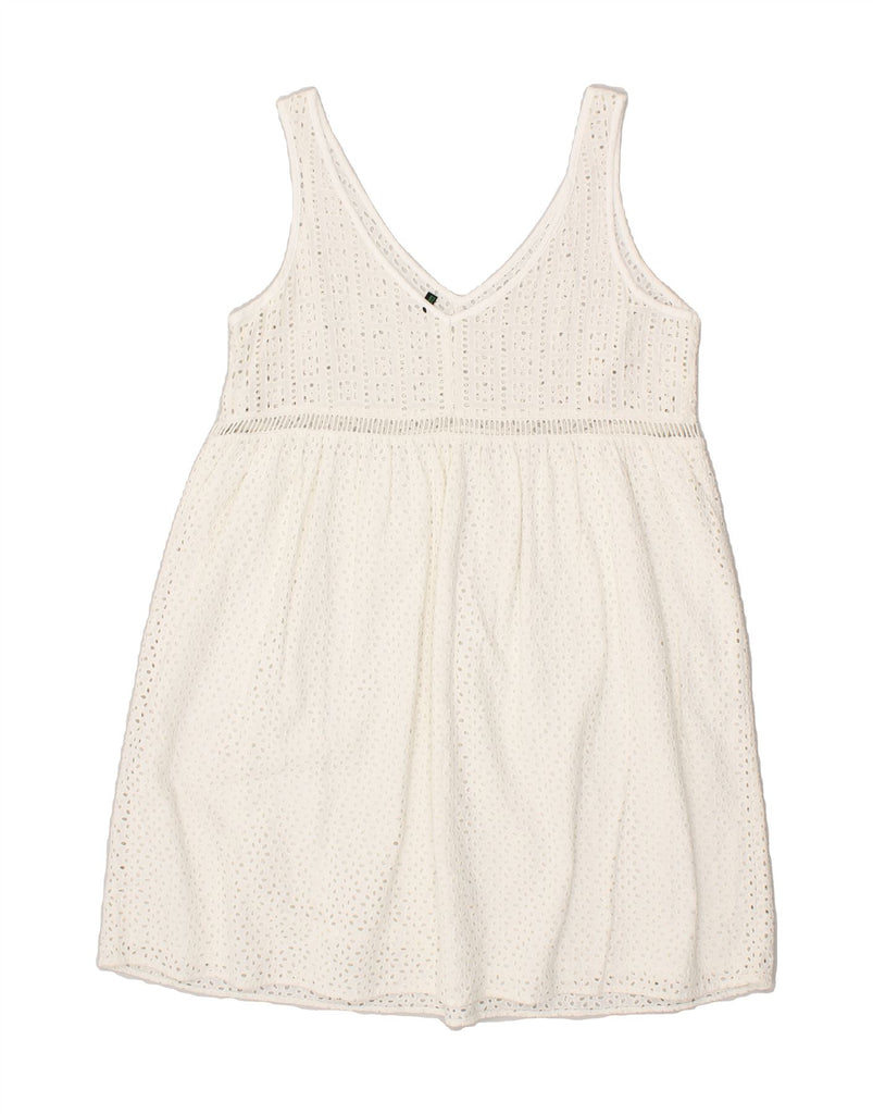 BENETTON Womens A-Line Dress UK 16 Large White Cotton Vintage Benetton and Second-Hand Benetton from Messina Hembry 