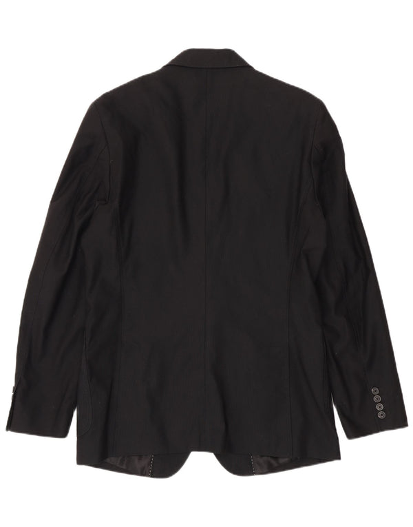 Zara Mens 2 Button Blazer Jacket EU 50 Medium Black Cotton