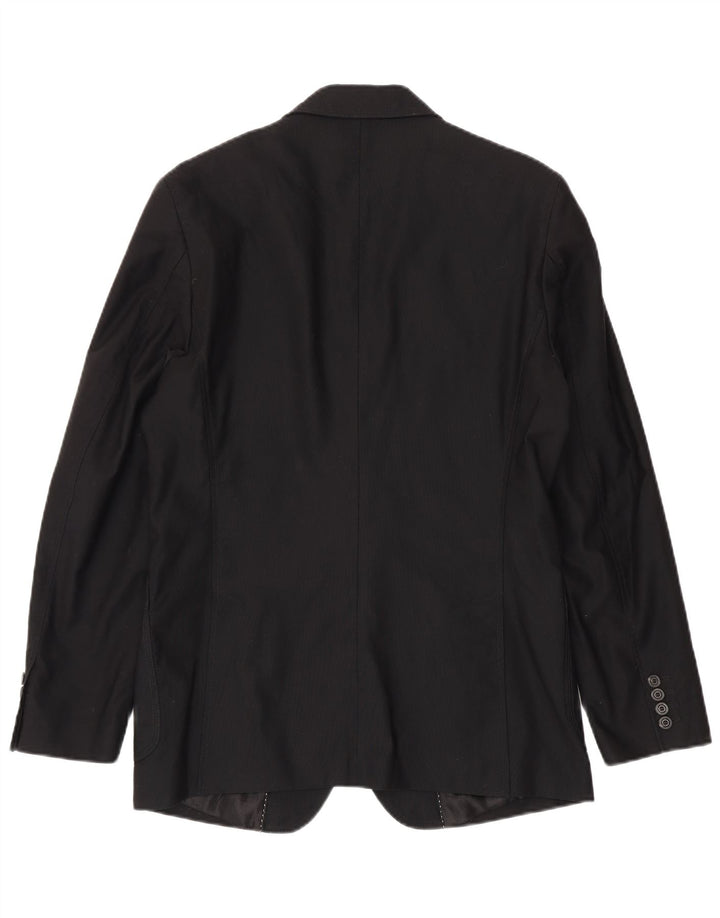 Zara Mens 2 Button Blazer Jacket EU 50 Medium Black Cotton