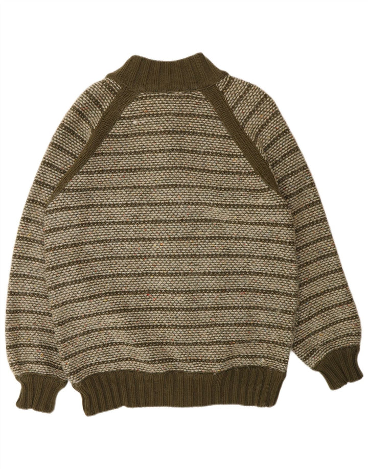 Missoni Mens Cardigan Sweater Medium Khaki Striped Wool