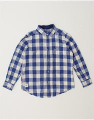 LACOSTE Boys Shirt 7-8 Years Blue Gingham Cotton