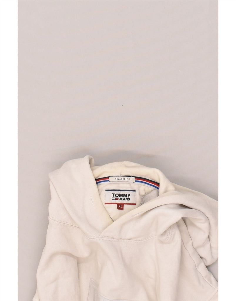 TOMMY HILFIGER Mens Relaxed Fit Hoodie Jumper XL White Cotton | Vintage Tommy Hilfiger | Thrift | Second-Hand Tommy Hilfiger | Used Clothing | Messina Hembry 