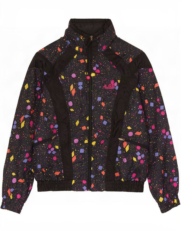 Alex Athletics Mens Tracksuit Top Jacket Small Black Geometric Retro