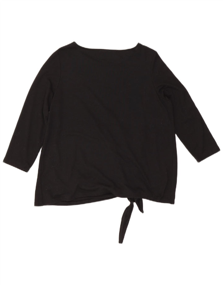 Marks & Spencer Womens Top 3/4 Sleeve UK 12 Medium Black Polyester
