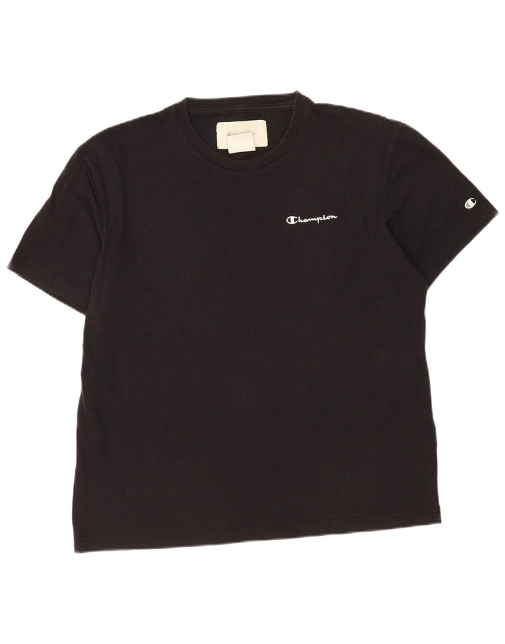 Champion Mens T-Shirt Top Large Black Cotton