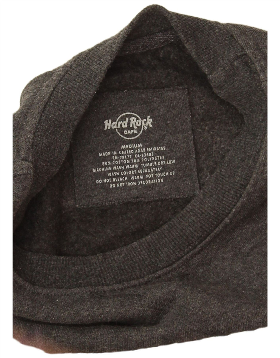 Hard Rock Cafe Mens Hollywood Graphic Sweatshirt Jumper Medium Grey Flecked