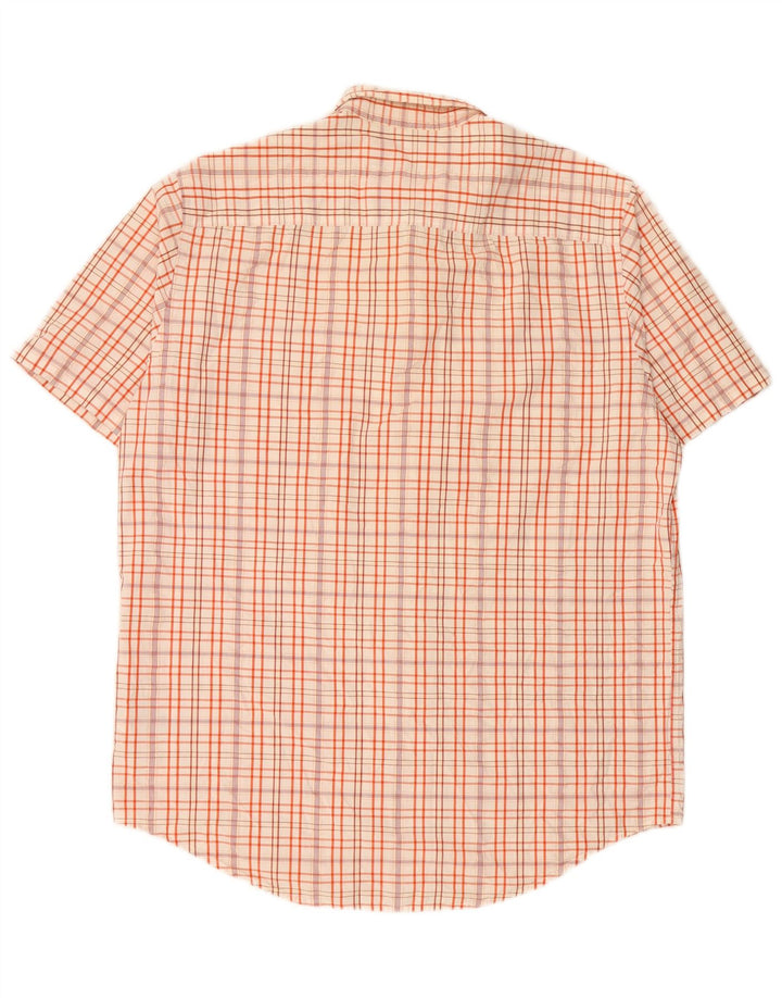 TIMBERLAND Mens Regular Fit Short Sleeve Shirt Large White Check Cotton