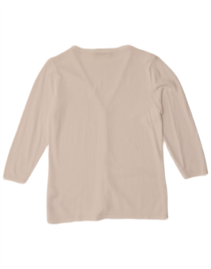 Marks & Spencer Womens 3/4 Sleeve Cardigan Sweater UK 10 Small White