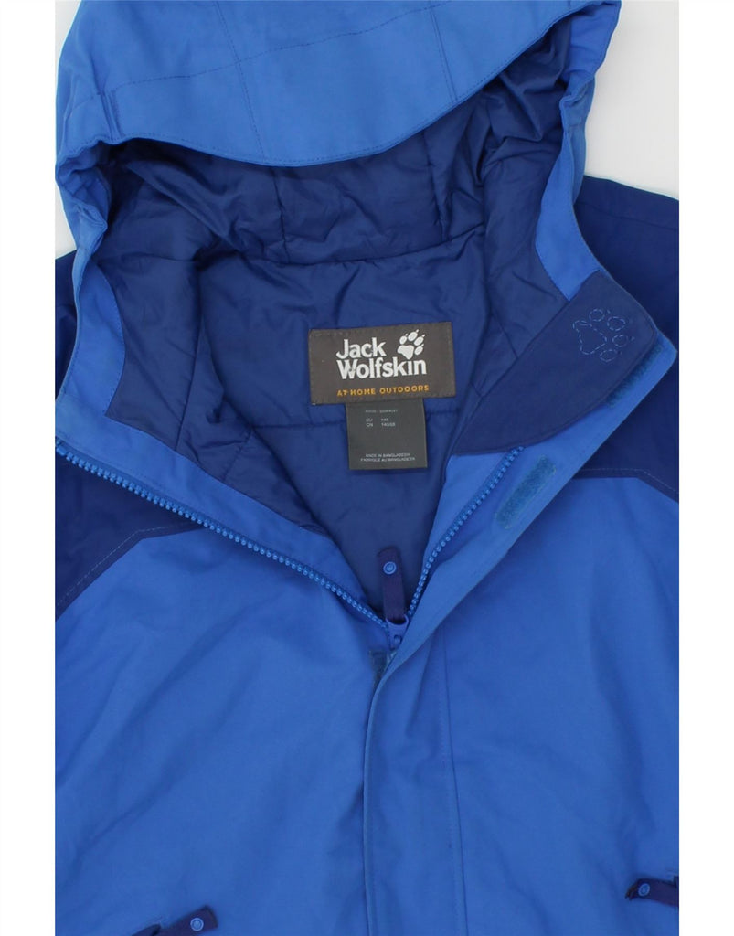 JACK WOLFSKIN Boys Hooded Rain Jacket 9-10 Years Blue Polyester | Vintage Jack Wolfskin | Thrift | Second-Hand Jack Wolfskin | Used Clothing | Messina Hembry 