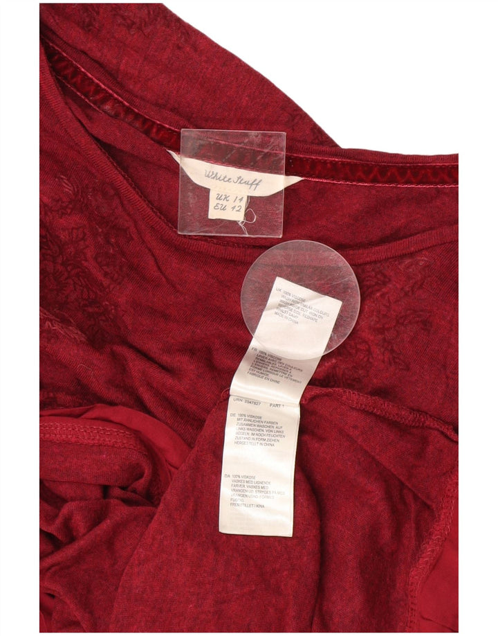 White Stuff Womens Crop Top Long Sleeve UK 14 Large Burgundy Floral Viscose