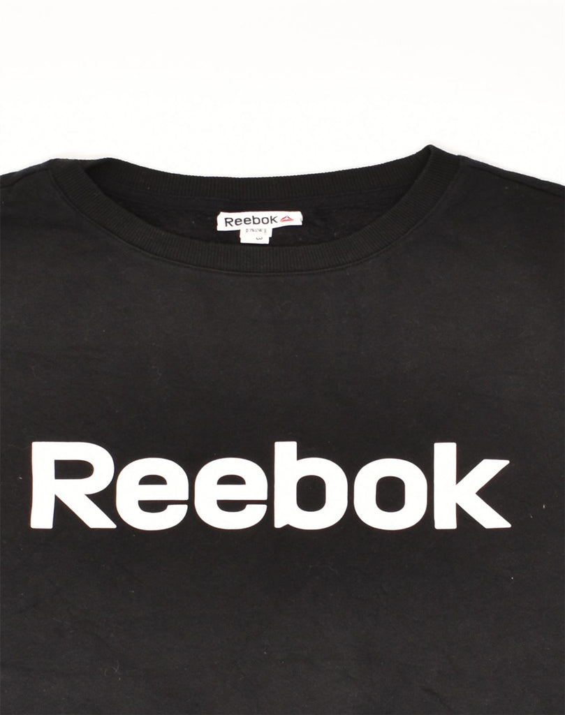 REEBOK Womens Sweatshirt Jumper UK 18 XL Black Cotton | Vintage Reebok | Thrift | Second-Hand Reebok | Used Clothing | Messina Hembry 