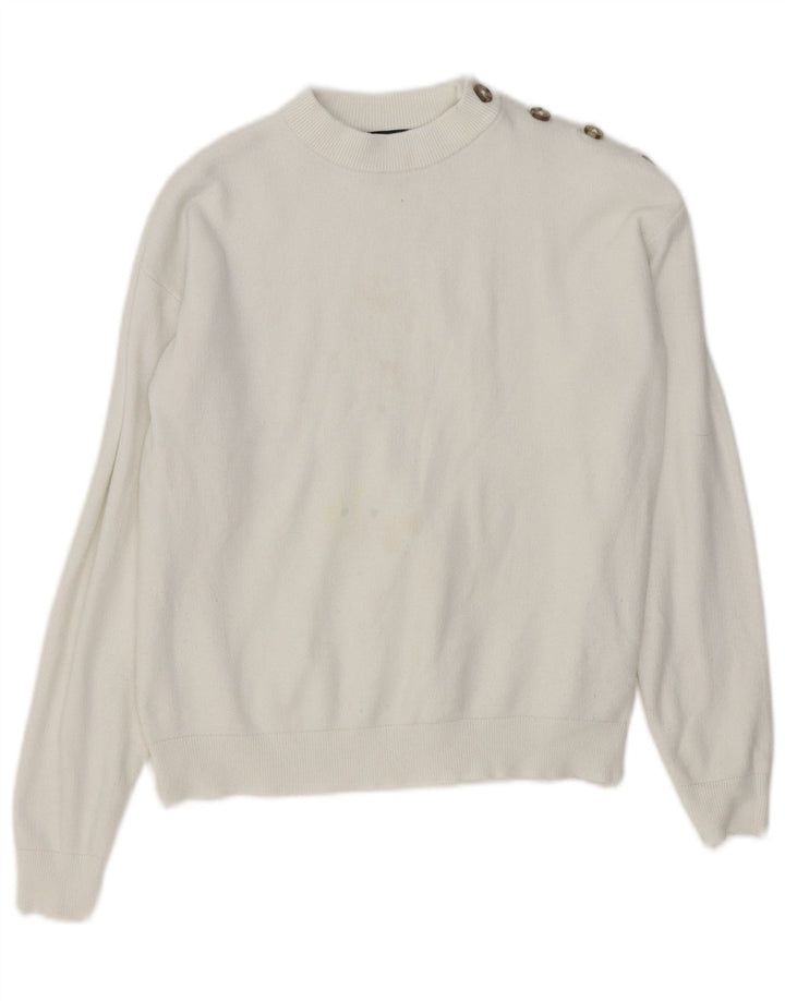 Marks & Spencer Womens Crew Neck Jumper Sweater UK 10 Small White Viscose