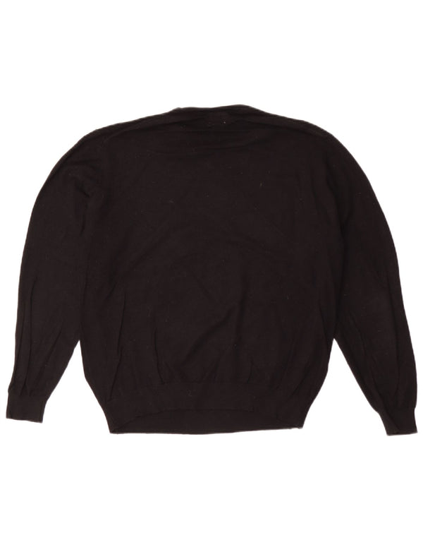 Zara Mens V-Neck Jumper Sweater Medium Black