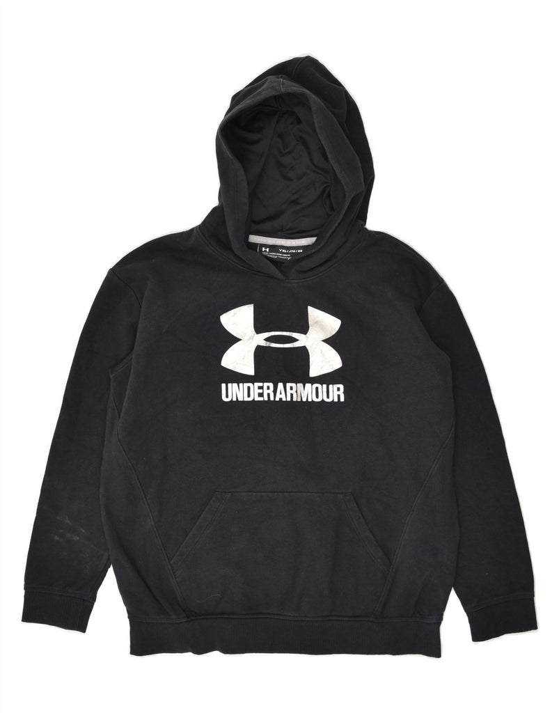 UNDER ARMOUR Boys Loose Fit Graphic Hoodie Jumper 13-14 Years XL Black | Vintage Under Armour | Thrift | Second-Hand Under Armour | Used Clothing | Messina Hembry 