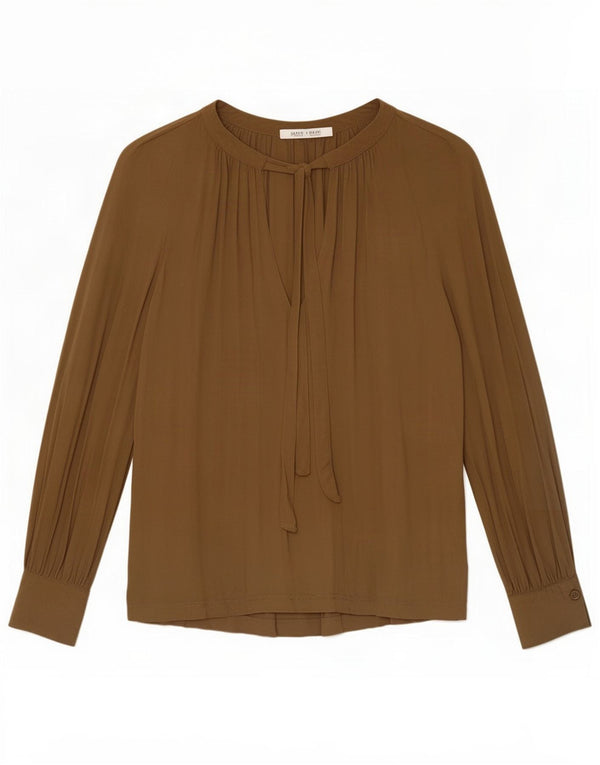 Zara Womens Oversized Blouse Top UK 10 Small Green Viscose