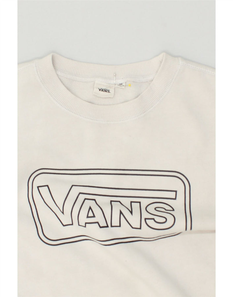 VANS Mens Graphic Sweatshirt Jumper XS White | Vintage Vans | Thrift | Second-Hand Vans | Used Clothing | Messina Hembry 