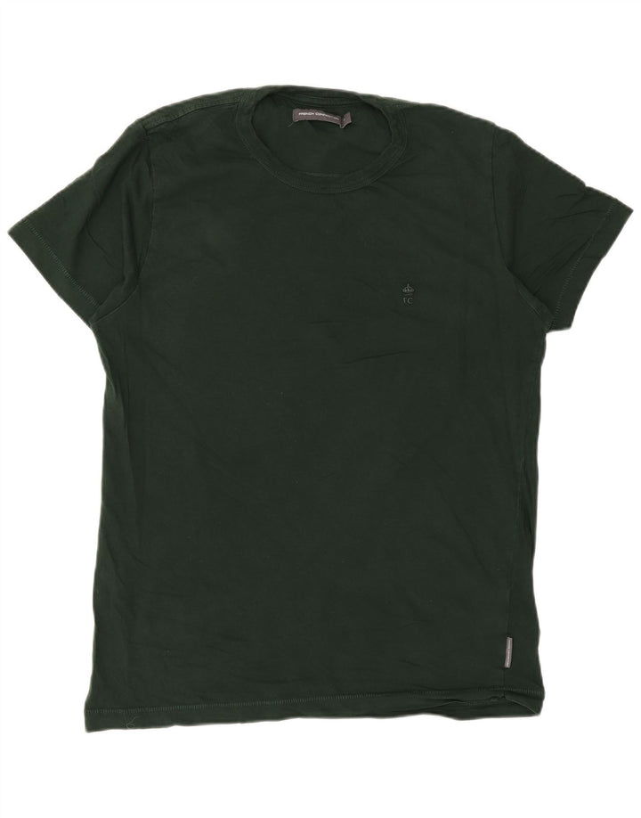 French Connection Mens Regular T-Shirt Top Medium Green Cotton